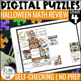 Halloween Math Review Digital Puzzles | 4th Grade | NBT Standards