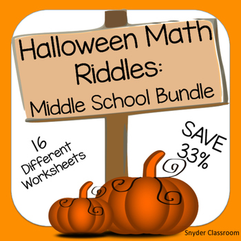 Preview of Halloween Math: Middle School Math Riddles
