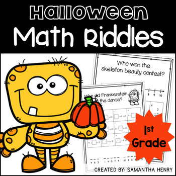 Preview of Halloween Math Riddles for 1st Grade