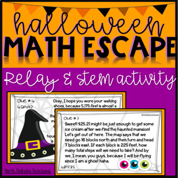 Preview of Halloween Math STEM Relay Activity 