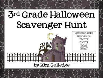 Preview of Halloween Math Scavenger Hunt FREEBIE for 3.NBT.1, 3.OA.1, 3.OA.7 and 2.NBT.7