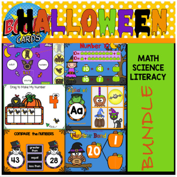 Preview of Halloween Math, Science, Literacy | Boom Cards Bundle | Distance Learning
