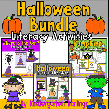Preview of Halloween Math, Science, and Literacy Bundle for Kindergarten and First Grade