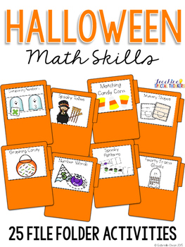 Preview of Halloween Math Skills File Folders (25 Tasks Included)