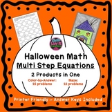 Halloween Fall Math Multi-Step Equations Maze & Color by N