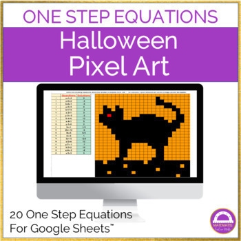 Preview of Halloween Math Solving One Step Equations Pixel Art Activity | Digital Resource