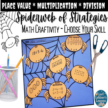 Preview of Halloween Math Spider Craft Activity - Multiplication * Division * Place Value *