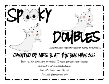 Halloween Math Spooky Doubles Addition by The Bee Hive | TPT