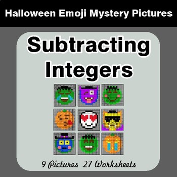 Halloween Math: Subtracting Integers - Color-By-Number Math Mystery Pictures