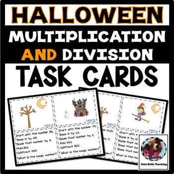 Preview of Halloween Problem Solving ⎮Multiplication and Division Task Cards