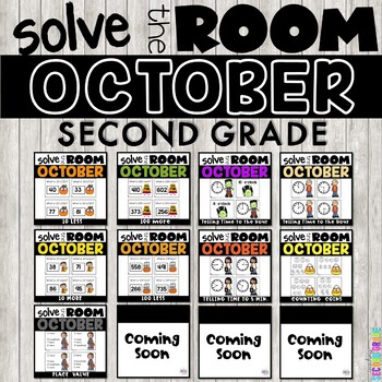 Preview of Halloween Math Task Cards - 2nd Grade October Write the Room Math Centers