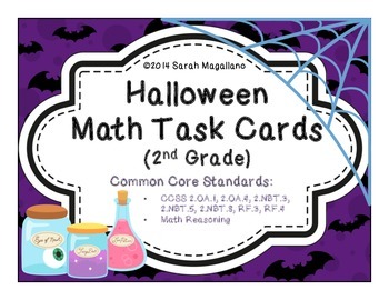 Preview of Halloween Math Task Cards (Second Grade)