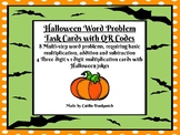 Halloween Multi-Step Multiplication Fact Problem Task Cards with QR codes