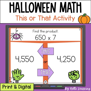 Preview of Halloween Math This or That Activity - 4th Grade and 5th Grade