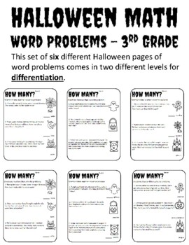 halloween math word problems 3rd grade teaching resources tpt