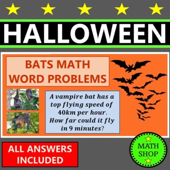 Preview of Halloween Math Word Problems Bats Math Themed Real World Math 6th Grade Math