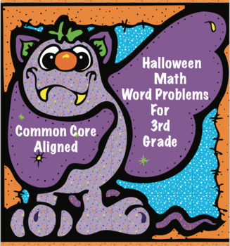 Preview of Halloween Party Math Word Problem Task Card Game For 3rd: Print or Digital