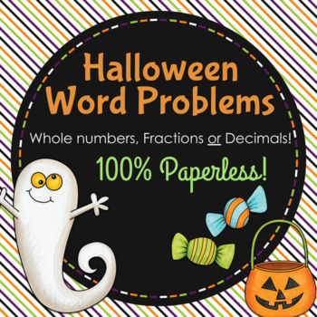 Preview of Halloween Math Word Problems - Multiplication Division Fractions Decimals