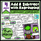 Halloween Math Worksheet Addition with Regrouping - 4 Digits