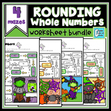 Halloween Math Worksheet Rounding Bundle