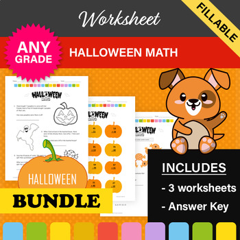 Preview of Halloween Math Worksheets (BUNDLE)