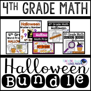 Preview of Halloween Math Worksheets 4th Grade Bundle