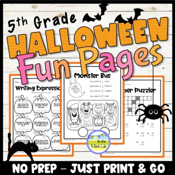 Halloween Math Worksheets 5th Grade by In the Math Lab | TPT