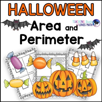 Preview of Halloween Area and Perimeter Math Worksheets 3rd Grade and 4th Grade