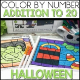 Halloween Math Worksheets Color by Number Addition up to 20 