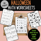 Halloween Math Worksheets- Counting, Tracing, Identifying,