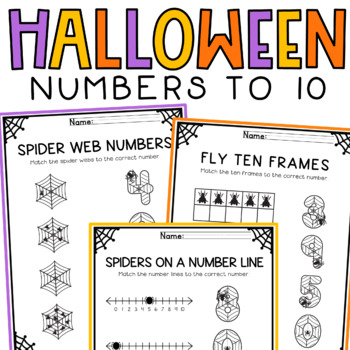 Preview of Halloween Math Worksheets Counting to 10 Spider Theme