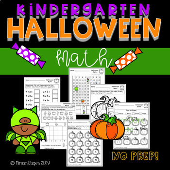 Preview of Halloween Math Worksheets Kindergarten: Common Core (NO PREP)