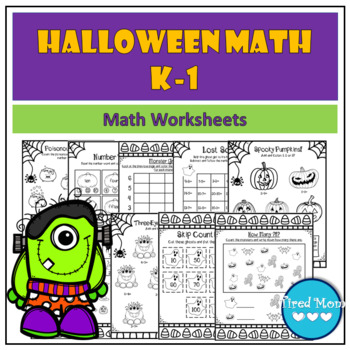 Preview of Halloween Math Worksheets Kindergarten and 1st Grade