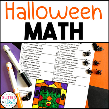 Preview of Halloween Math Worksheets No Prep Color By Number