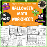 Halloween Math Worksheets - PreK, Kindergarten, TK, UTK, F