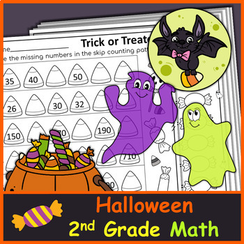 Preview of Halloween Math Worksheets Second Grade