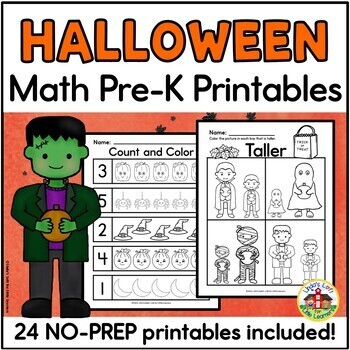 Preview of Halloween Math Worksheets for Preschool