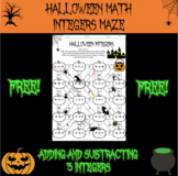 Halloween Math: adding and subtracting 3 integers maze