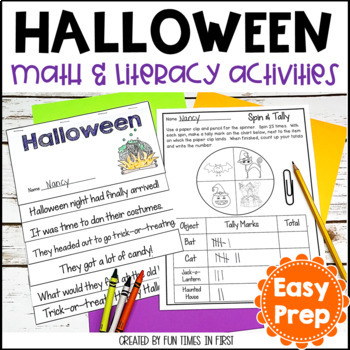 Preview of Halloween Math and Literacy Activities for First Grade
