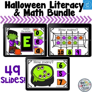Preview of Halloween Math and Literacy Bundle Boom Cards