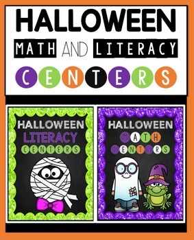 Preview of Halloween Math and Literacy ELA Centers October Stations Fact Families