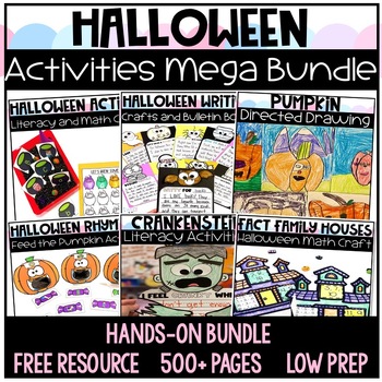 Preview of Halloween Math and Literacy Mega Bundle for Kindergarten and First Grade