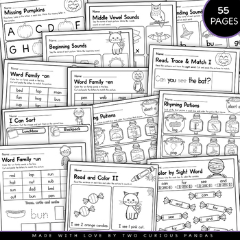 Halloween Math and Literacy Pack - NO PREP by Two Curious Pandas