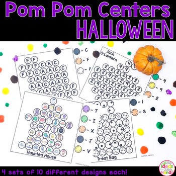 Preview of Halloween Math and Literacy Pom Pom Activities