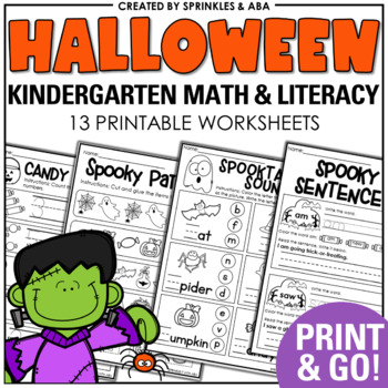 Halloween Math and Literacy Worksheets by Sprinkles and ABA | TpT