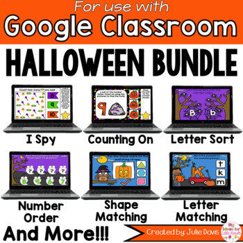Preview of Halloween Math and Phonics BUNDLE for Google Classroom