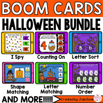 Preview of Halloween Math and Phonics Digital Boom Cards™ Bundle