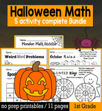 Halloween Math for 1st Grade - NO PREP Packet