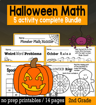 Preview of Halloween Math for 2nd Grade - NO PREP Packet