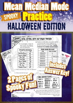 Preview of Halloween Mean Median Mode Range Practice - Spooky and Fun Math Handout